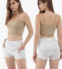 ODODOS Womens Crop Crop Tank Top L/M Brown Seamless Rib Knit Camisole