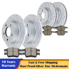 10.95'' Front 10.68'' Rear Drilled Rotors and Brake Pads Fit 12-18 Ford Focus