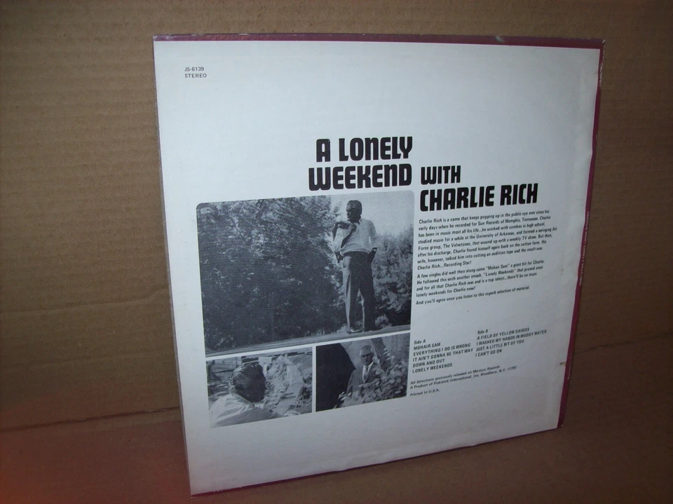 Charlie Rick Lonely Weekends vinyl LP record 1974 Hilltop JS-6139 EX - Image 2 of 4