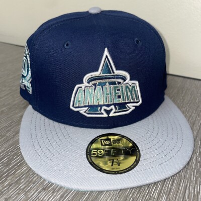 New Era 59FIFTY Anaheim Angels 50th Anniversary Blue Gray Hat BASEBALL Cap 7 1/8