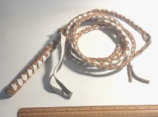 Vintage Soft Leather Cowboy Two Tone Braided Bullwhip *103"