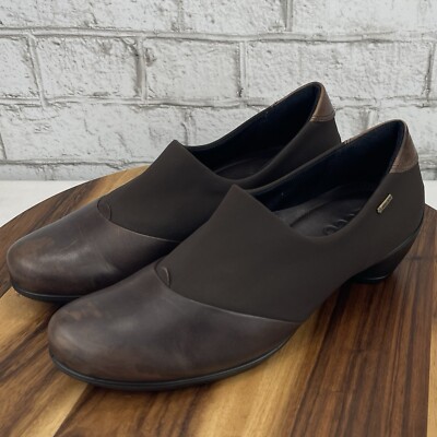 Ecco Sculptured GTX Pump Brown Leather Gore-Tex Lined Slip On Womens 8.5 Shoes