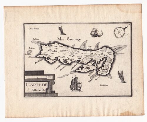 Carte XVIIe Île de Ré Charente Maritime Christophe Tassin Golfe de Gascogne 1634 - Zdjęcie 1 z 8