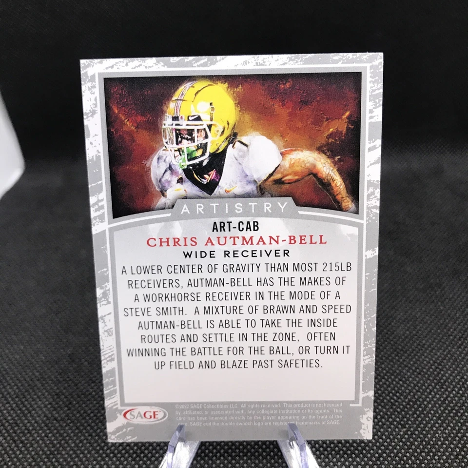 2021 Sage Hit Football CHRIS AUTMAN-BELL RC #ART-CAB BLACK ARTISTRY ROOKIE CARD - Image 2 of 2