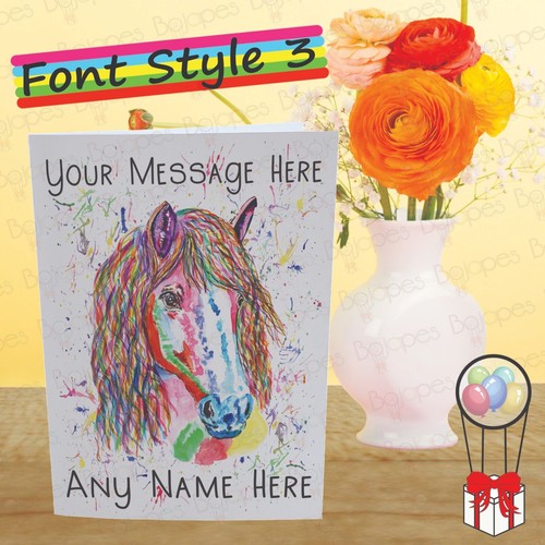 Custom Horse Card, Personalised Pony Greetings Card - Add Name and Message - Picture 13 of 13