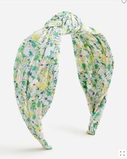 New J Crew Liberty Print Yellow Green Floral Cotton Knotted Headband 1" Width