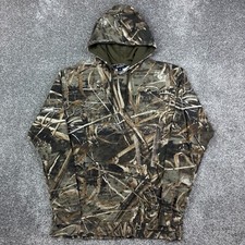 Vintage Y2K Habit Camo Hoodie Mens M Realtree Wetlands Camouflage Sweatshirt