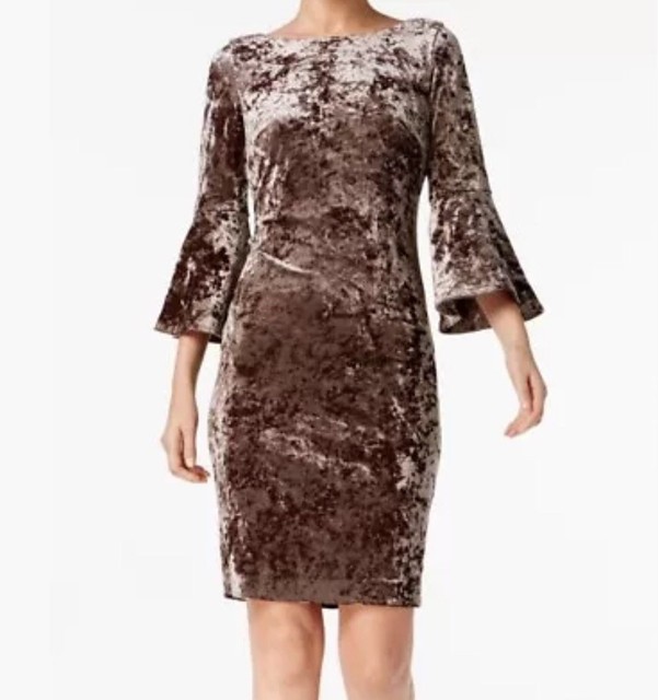 calvin klein velvet bell sleeve dress