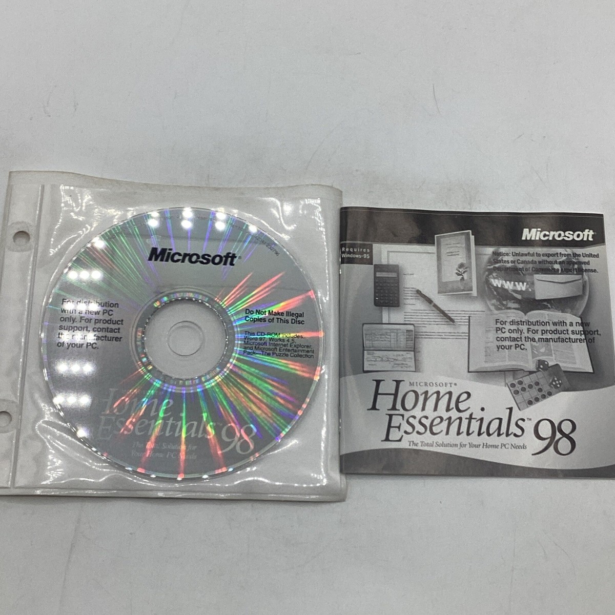 1997 Microsoft Home Essentials 98 New PC CD-ROM + Information