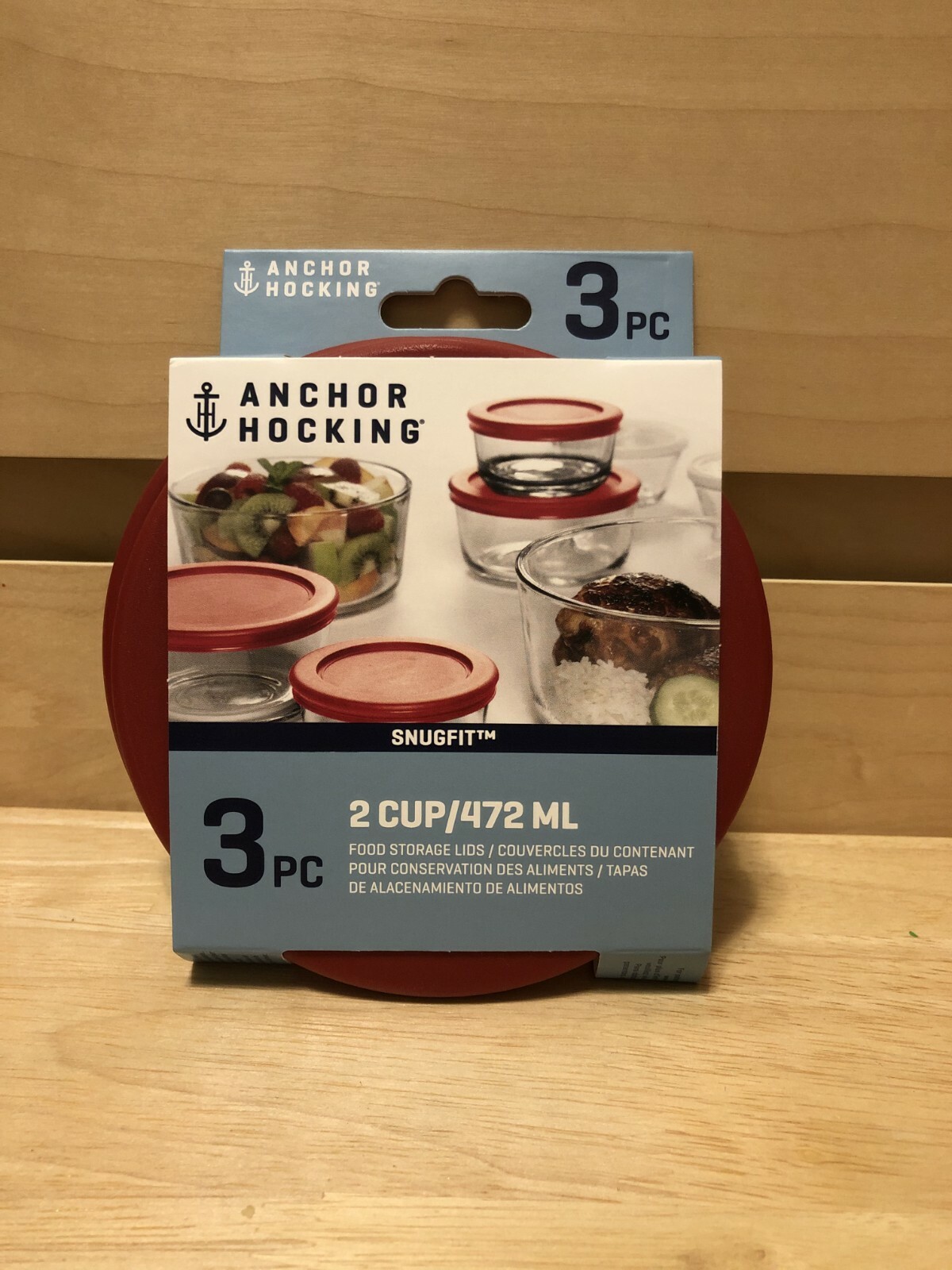 Anchor Hocking 3 x 2cup / 472ml Food Storage Lid 3 pc Red Replacement Cover SOFT eBay