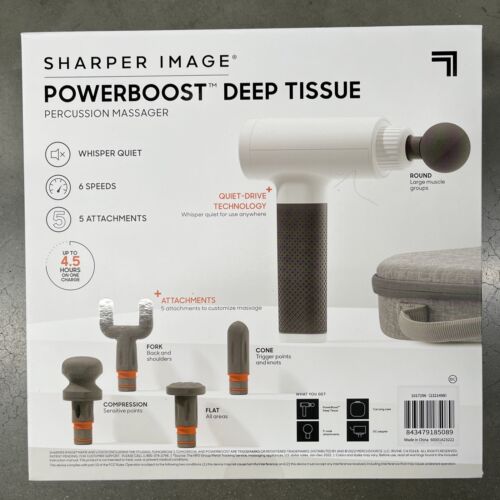 Sharper Image PowerBoost Deep Tissue Pro Massagepistole mit 5 Aufsätzen versiegelt! - Bild 2 von 2