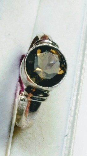 ANELLO CARINO QUARZO FUMÉ NATURALE IN ARGENTO STERLING .925 MISURA 6,5-6,75! - Foto 1 di 11
