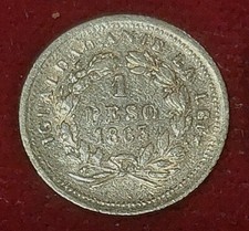 1863 Chile GOLD 1 Peso Antique World Coin - LOW MINTGAE: 55,000