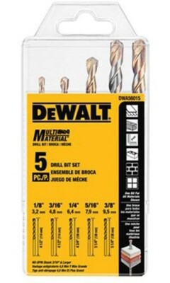 DEWALT Drill Bit Set 5 pc Multi-Material DEU DWA56015