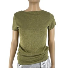 NUNA LIE Top Verde Metallico A Collo Barchetta Per Donne Taglia M