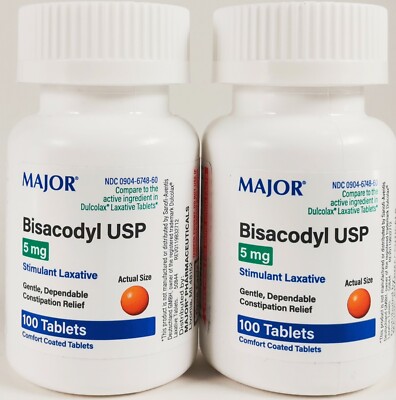 Major Bisacodyl 5mg Laxative Comfort 100 Coated Tablets (Pack of 2) EXP:01/2026
