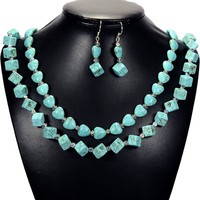 Vintage Turquoise Sterling Silver Necklace & Earrings Set Gemstone Jewellery Uk Vintage Turquoise Sterling Silver Necklace & Earrings Set Gemstone Jewellery Uk