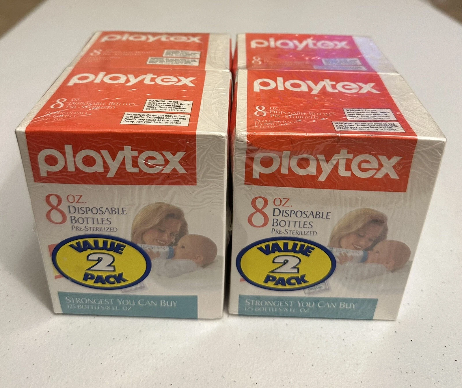 4 Playtex Disposable Pre-Sterilized Baby Bottle Liners 8oz Sealed boxes 125/box