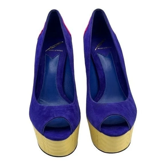 BRIAN ATWOOD Blayne Colorblock Gamuza Peeptoe Tacones Talla 7 Foto 2 de 4