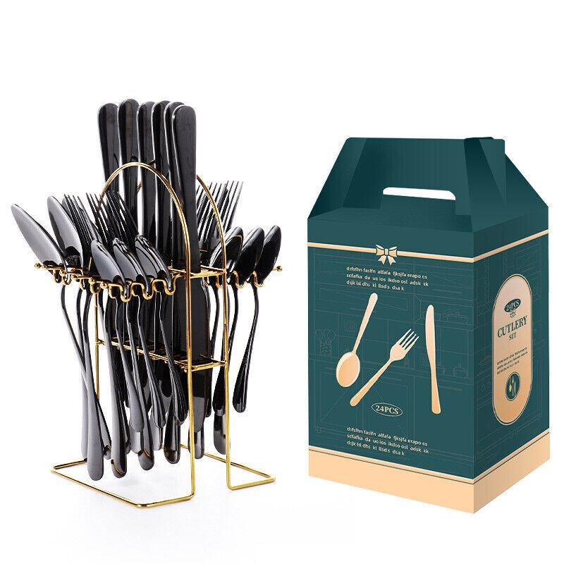 24Pcs Dinnerware Set Stainless Steel Cutlery Mirro... – Vicedeal