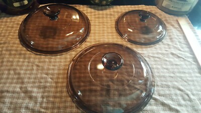 Vision Corning Ware Pyrex Replacement Lids Cranberry Amber V 1.5 2.5 1 33  Glass