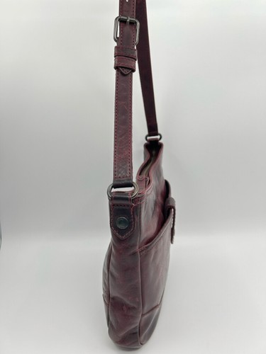 FRYE Maroon Women's Leather Boho Western Chic Melissa Button Crossbody Purse - Picture 3 of 10