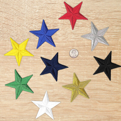 Star Patches (5 Pack) Star Embroidered Iron On Patch Appliques - 3''