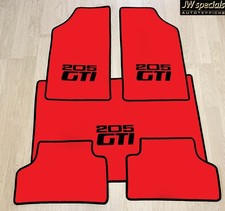 Tapis De Coffre Set Pour Peugeot 205 GTi Rouge Noir 5 Pièces Velours 1983-87
