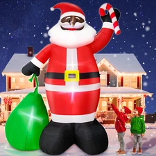 12 Ft Giant Black Santa Christmas Inflatable Outdoor Decoration, Santa Claus Blo