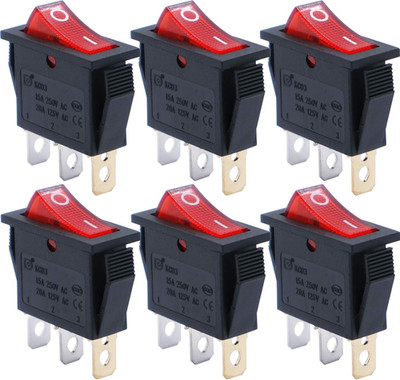 Mxuteuk AC110V/120V Rocker Switch Red Light Illuminated Snap-In Toggle Switch Po