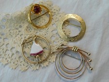 Vintage Four Classic Round Pins Ballerina Dancer Rhinestone Flower Brooch Lot