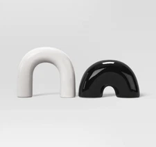Salt and Pepper shakers black and white arches NEW in Box