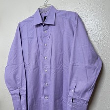 David Donahue Shirt Mens 17 32/33 Purple French Cuff Long Sleeve Button Up
