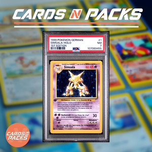 Carte Pokemon Simsala 1/102 HOLO Base Set Edition 1 German Deutsch PSA 7
