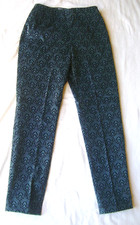 VINTAGE Y2K MONTEREY BAY BLUE  BLACK VELVET PAISLEY CREST PRINT PANTS SZ 6 NEW