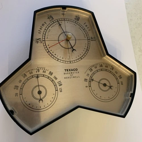 Vintage Texaco Barometer Thermometer Weather Station by Honeywell Type N9A USA