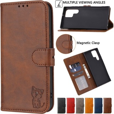 For Samsung Galaxy A73 A72 A53 A33 A22 Leather Pattern Stand Wallet Case Cover
