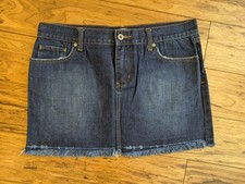 Vintage Old Navy Ultra Low Waist Denim Jean Mini Skirt Dark Wash 6 Regular