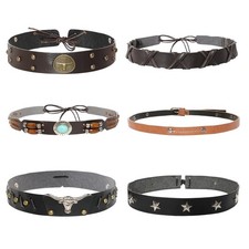 6Pcs Cowboy Hat Bands for Women Men Western Hat Band Cowboy Cowgirl Accessori...