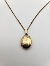 9ct Solid Gold Locket Full Hallmarks 1.31 Grams, Chain Gold Plated 24 Inches 