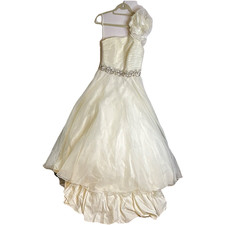 Mori Lee by Madeline Gardner Ivory One Shoulder Ball Gown Dress Size 14