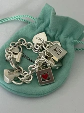 Tiffany & Co. 1837 Sterling Silver 925 Charm Bracelet with 7 Charms GUC