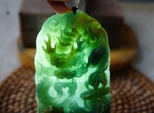 Certified Natural Untreated Grade A Jadeite Jade Brown Dragon Pendant 264
