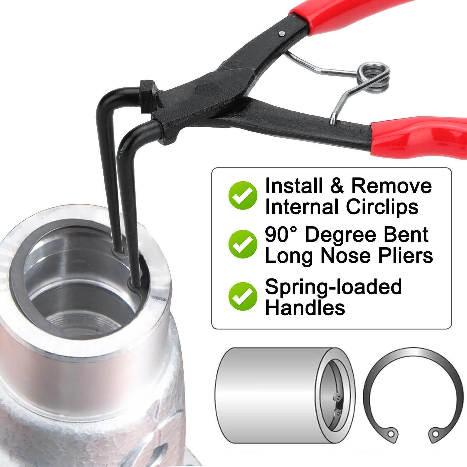Car Internal Master Cylinder Snap Ring Pliers Circlip Pliers 90 ° Long Nose New
