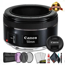 Canon EF 50 F 1.8 STM Lens Camera Lens (International Model) + 3 Pcs Filter Kit