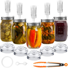 28 Pcs Fermentation Kit-5 Stainless Steel Fermentation Lids, 5 Glass Weights, 5