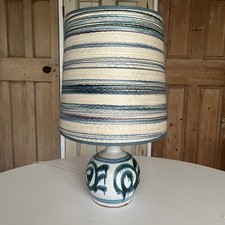 Vintage Mid Century Blue Studio Pottery Ceramic Lamp & Original Shade Owen Jones