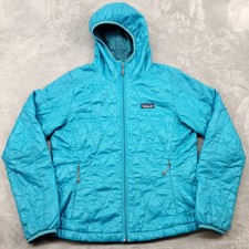 Patagonia Nano Puff Hoody Jacket Womens Medium Blue PrimaLoft Hooded Insulated