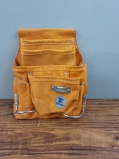 Carpenter Drywaller Framer Tool Pouch Heavy Duty 10 Pocket Suede Leather NOS 