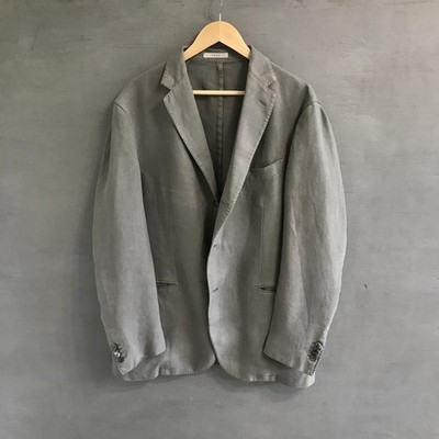 Men Boglioli Blazer Grey Linen 44 / XXL / 52